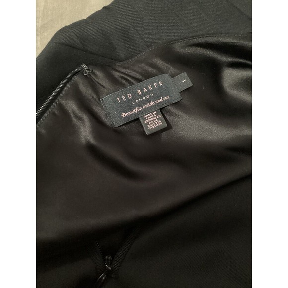 Ted Baker Black Spiral Pleated Knee Length Sleeveless Sheath Dress - Picture 7 of 8